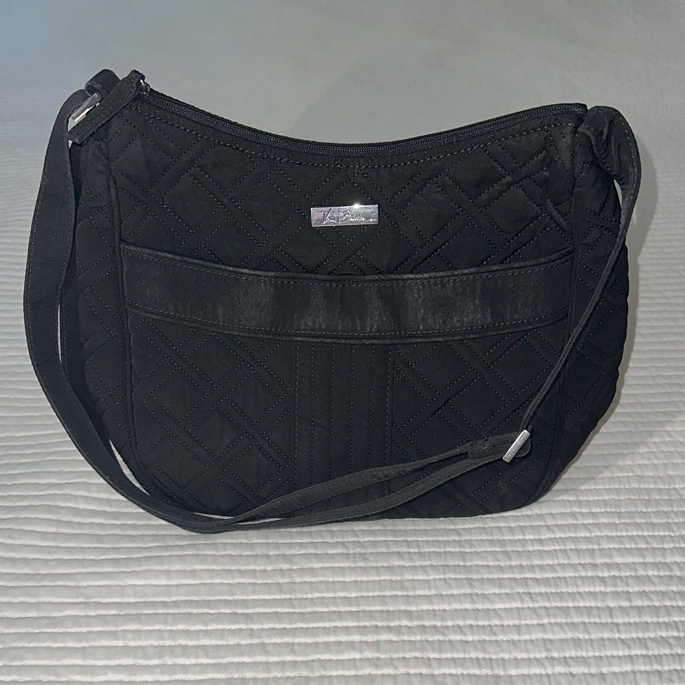 Vera Bradley Black Shoulder Bag with Durable Fabric and Versatile Design